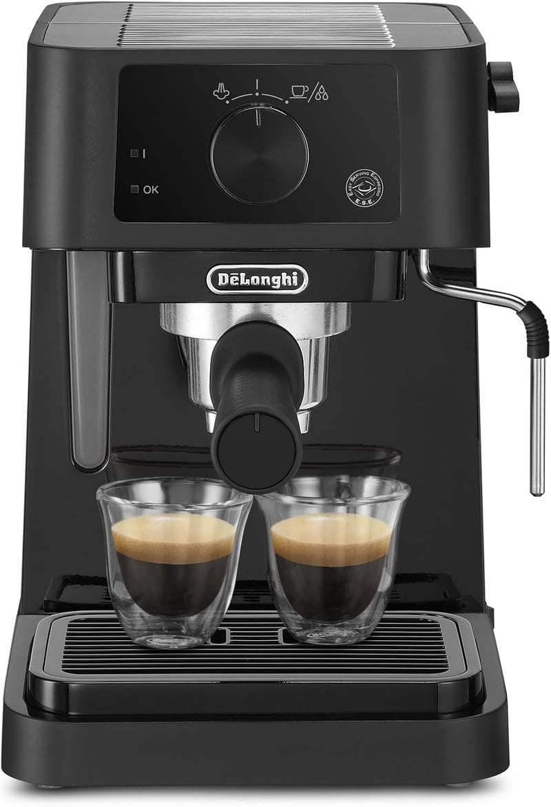 De'Longhi Stilosa EC 235.BK Traditional Espresso Portafilter Machine, Espresso Machine with Manual Milk Frother, for Espresso Powder, 1 Litre Water Tank, Black, 1100 W