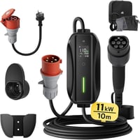 dé Mobil Wallbox Töltőállomás 11 kW 3 Fázisú 10m Kábellel, Állítható Töltési Teljesítmény CEE 16A Type 2 Elektromos Autó Töltő - 10m Standard, CEE 11kW 1