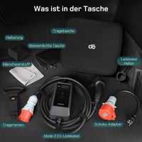 dé Mobil Wallbox Töltőállomás 22 kW App-al, 3 fázisú, 10m, 6-32A, Áramszámlálóval, CEE 32A Type 2 Töltőkábel, Model Y/3, ID.3/4/5, MG4, EX30, e-up, e-tron EV/PHEV 7