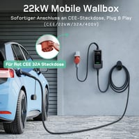 dé Mobil Wallbox Töltőállomás 22 kW App-al, 3 fázisú, 10m, 6-32A, Áramszámlálóval, CEE 32A Type 2 Töltőkábel, Model Y/3, ID.3/4/5, MG4, EX30, e-up, e-tron EV/PHEV 8