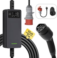 dé Mobile Wallbox 11 kW 3-fázisú hordozható töltőállomás 7m kábellel, állítható töltőteljesítménnyel elektromos autókhoz, ID.3, ID.4, Model  - CEE 11kW 1