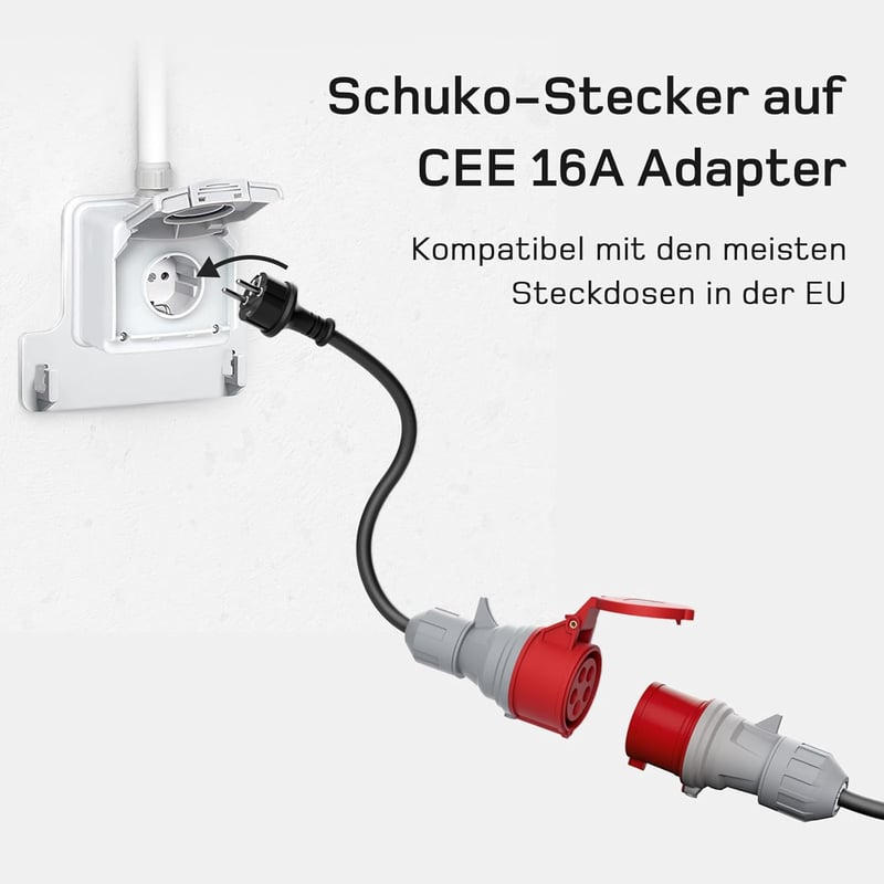 dé Mobile Wallbox 11 kW 3-fázisú hordozható töltőállomás 7m kábellel, állítható töltőteljesítménnyel elektromos autókhoz, ID.3, ID.4, Model  - CEE 11kW