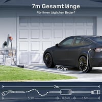 dé Mobile Wallbox 11 kW 3-fázisú hordozható töltőállomás 7m kábellel, állítható töltőteljesítménnyel elektromos autókhoz, ID.3, ID.4, Model  - CEE 11kW 3