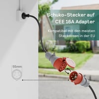 dé Mobile Wallbox 11 kW Elektromos Autó Töltőállomás - 3 Fázisú, 6m Kábel, Állítható Töltőerősség, Type 2 Csatlakozó, Model Y/3, ID.3/4/5, Z 7