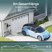 dé Mobile Wallbox 11 kW Elektromos Autó Töltőállomás - 3 Fázisú, 6m Kábel, Állítható Töltőerősség, Type 2 Csatlakozó, Model Y/3, ID.3/4/5, Z 3