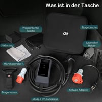 dé Mobile Wallbox 11 kW Elektromos Autó Töltőállomás - 3 Fázisú, 6m Kábel, Állítható Töltőerősség, Type 2 Csatlakozó, Model Y/3, ID.3/4/5, Z 6