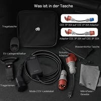 dé Mobile Wallbox 11 kW háromfázisú mobil töltőállomás, 7 m kábel, Traveller Adapter Set 8