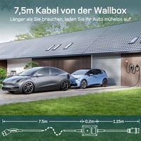 dé Mobile Wallbox 22 kW háromfázisú elektromos autó töltő 7,5m kábellel 4