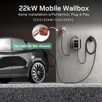 dé Mobile Wallbox 22 kW háromfázisú elektromos autó töltő 7,5m kábellel 2