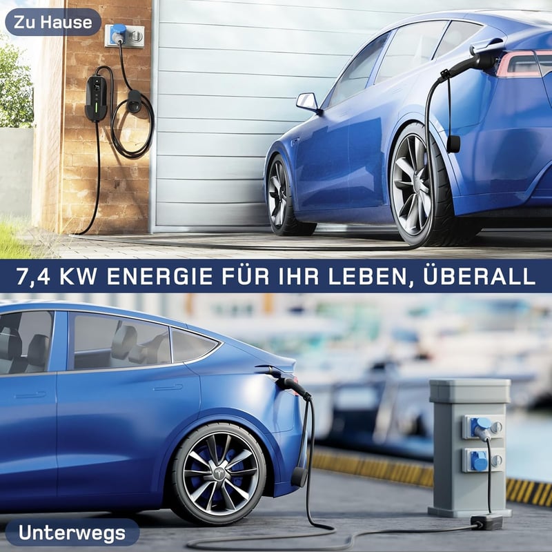 dé Type 2 CEE Töltőkábel 7.4 kW 8m 6-32A Elektromos Autó Töltéshez ID.3 ID.4 Model Y