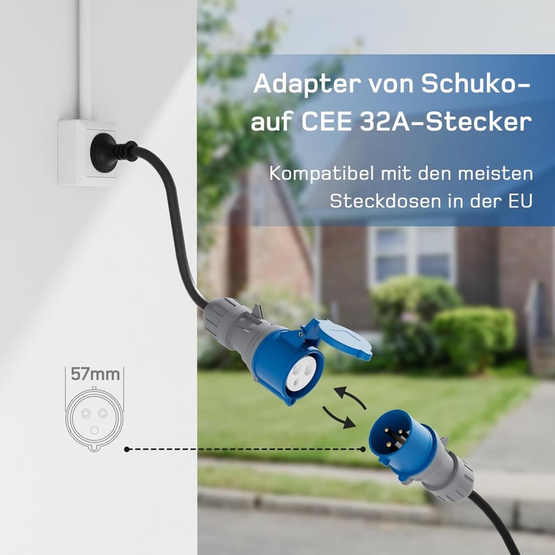 dé Type 2 CEE Wallbox 7 kW 10 méteres kábellel