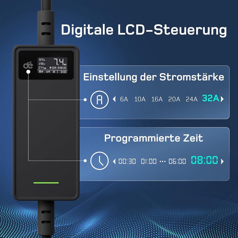 dé Type 2 CEE Wallbox 7 kW 10 méteres kábellel