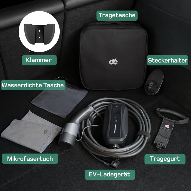 dé Type 2 Elektromos Autó Töltőkábel Schuko 3.68 kW Digitális Kijelzővel, 6m, Hordozható, IP66 Vízálló, Kompatibilis ID.3, ID.4, Model 3, ZO