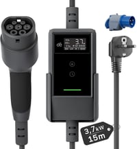 dé Type 2 Schuko töltőkábel elektromos autóhoz 3,7 kW LCD kijelzővel - 15 m 1