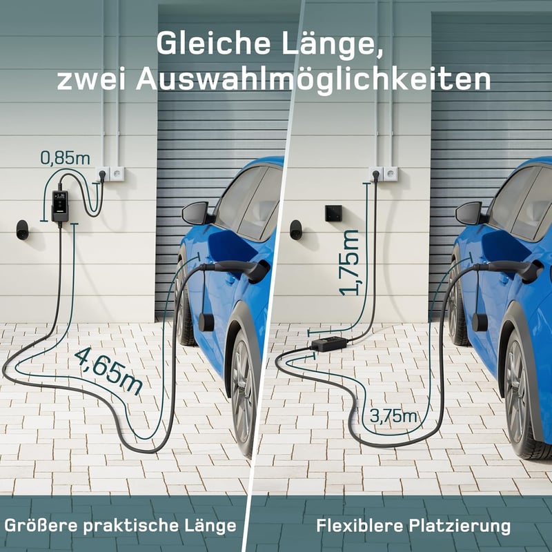 dé Type 2 Schuko 3.7 kW elektromos autó töltőkábel 5.5m LCD kijelzővel