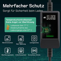 dé Type 2 Schuko 3.7 kW elektromos autó töltőkábel 5.5m LCD kijelzővel 6