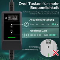dé Type 2 Schuko 3.7 kW elektromos autó töltőkábel 5.5m LCD kijelzővel 2