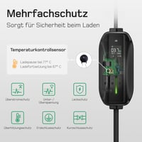dé Type 2 Schuko Töltőkábel 3.68 kW 10m Elektromos Autóhoz Digitális Kijelzővel 3