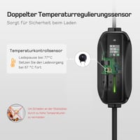 dé Type 2 Schuko töltőkábel 3.68 kW 10m elektromos autóhoz digitális kijelzővel 3