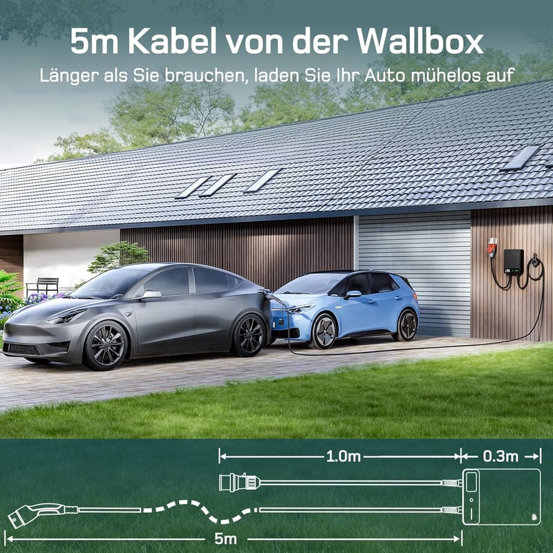 dé Type 2 Wallbox 22 kW 3 fázisú elektromos autó töltő RFID és applikációval