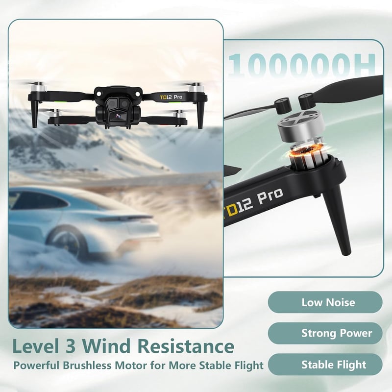 Toladrone TD12Pro Összecsukható Drón 1080P HD Kamerával - Kefenélküli Motorok, Optikai Pozicionálás, Fejnélküli Mód, Kezdőknek és Haladóknak