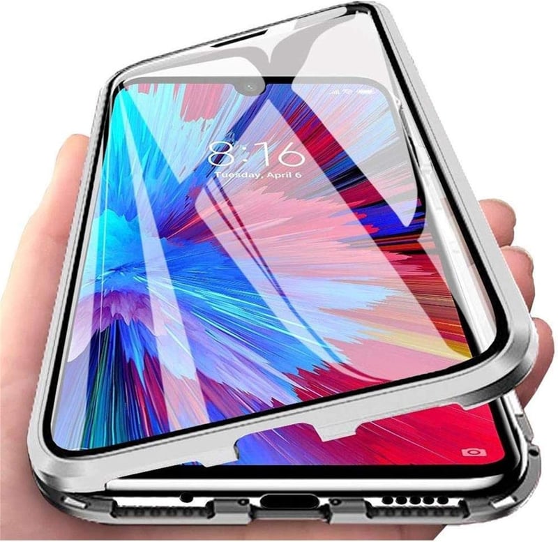 Xiaomi Mi 11 mágneses tok - 360°-os védelem, alumínium keret, edzett üveg, ezüst