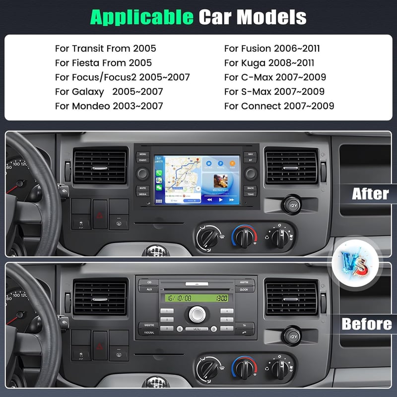 Ford Focus Android 13 autórádió 7" érintőképernyővel, CarPlay, 2+64GB, GPS, Bluetooth