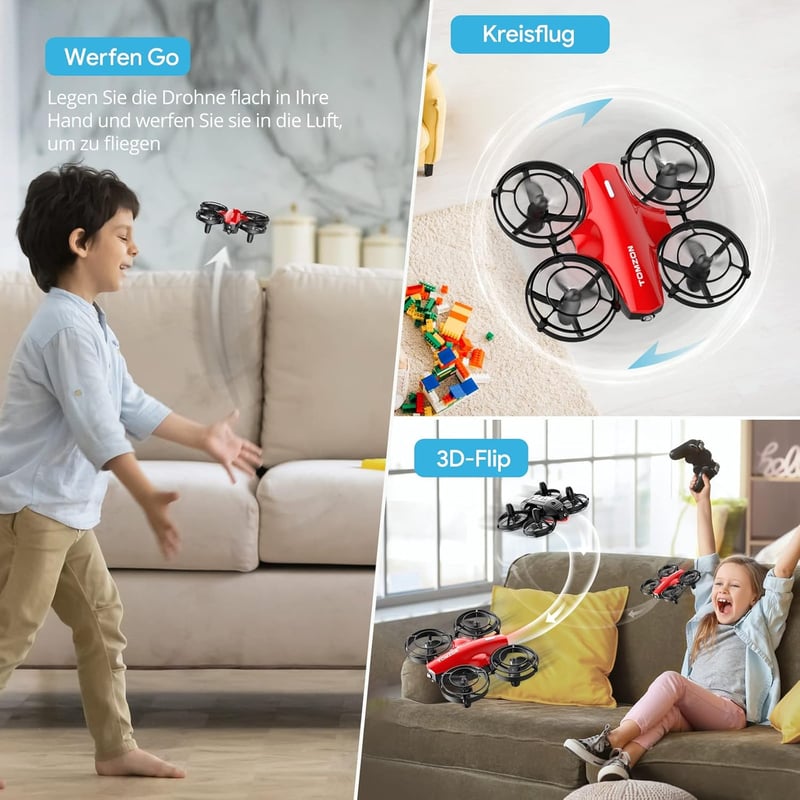 Tomzon Mini Drón Gyerekeknek - 24 Perces Repülési Idő, 360° Védelem, Távirányítós Quadcopter