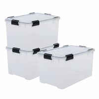 Cutie de depozitare ermetică din plastic Iris Ohyama DDAT-LD 70L, 3 bucăți, transparentă, stivuibilă — fără capacele ușor crăpate (stare: vezi imaginea 2) 1