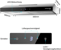 Gasland Chef SR60SS Páraelszívó 60 cm Rozsdamentes Acél Érintőképernyős Vezérlés 202 m³/h Szénszűrő LED Világítás - 60 cm, Silver 6
