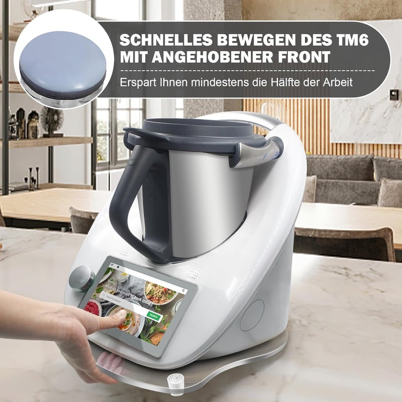 Thermomix TM6 TM5 görgős alátét - Átlátszó akril csúsztatólap Vorwerk robotgéphez