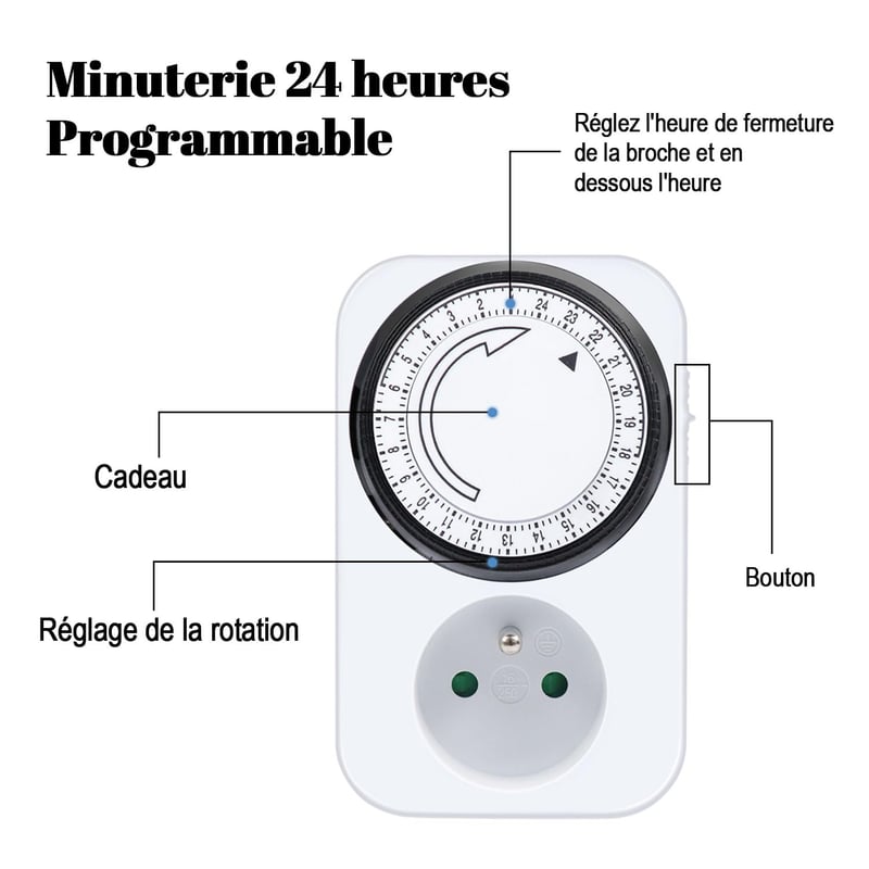 Extrastar MecaProg 3500W Elektromos Időzítő - 15 Perces Programozható Mechanikus Kapcsolóóra Beltéri Használatra, Fehér