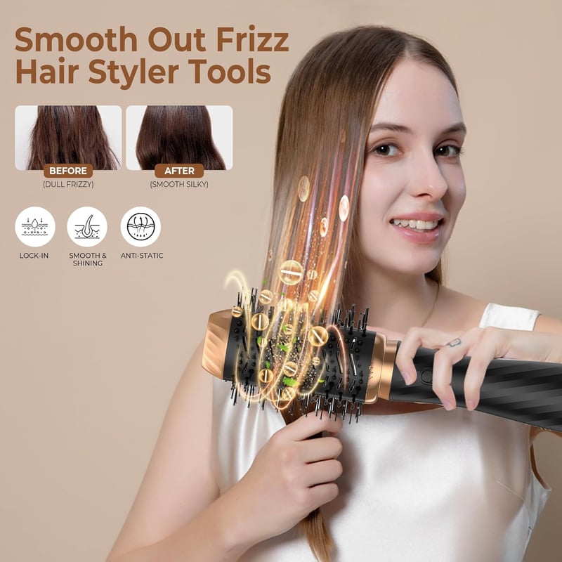 Airstyler 6 az 1-ben Hajformázó Készlet - Körkefés Hajszárító, Meleglevegős Kefe, Diffúzor, Göndörítő - Egyenesítéshez, Szárításhoz, Dúsítás