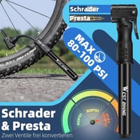West Biking Alumínium Mini Kerékpárpumpa - Hordozható, Gyors Felfújás, MTB és Országúti Biciklikhez (Fekete) 4