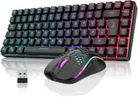RedThunder 75% Vezeték Nélküli Gamer Billentyűzet és Egér Szett, QWERTZ DE Kiosztás, TKL Kompakt Újratölthető, 7200DPI Méhsejt Kialakítású  - black 1
