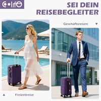 COOLIFE Bőrönd Szett ABS Keményfalú Utazóbőrönd TSA Zárral - M Méret 45 x 25 x 67 cm 60 literes, 4 Kerekű Gurulós Bőrönd Unisex Utazáshoz 15