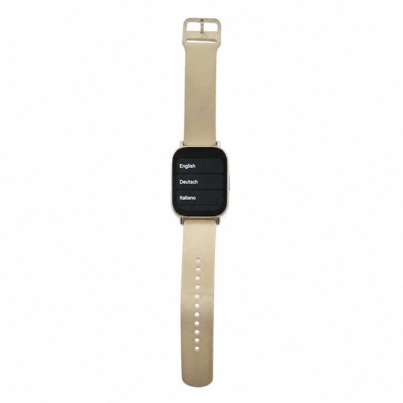 Inteligentné hodinky Xiaomi Redmi Watch 5 Lite v zlatej farbe s moderným silikónovým remienkom — chýba nabíjačka, remienok je zažltnutý (používané)