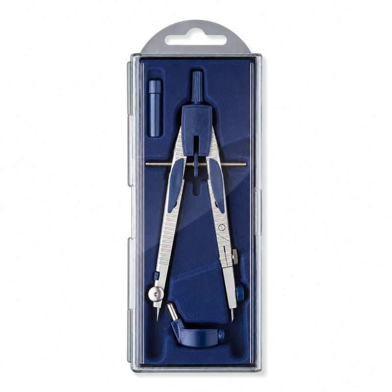 Compas profesional STAEDTLER 553 01 cu mecanism pe buton și adaptor universal — fără mine de rezervă (stare: vezi a 2-a imagine)