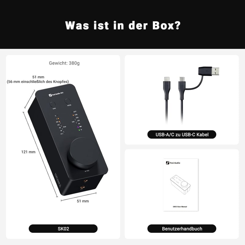 Fosi Audio SK02 DAC Erősítő és Fejhallgató Előerősítő Asztali Készülék