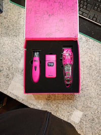 Set profesional de tuns TPOB Slime 2 Candy Pink – Trimmer, aparat de ras cu folie și lamă X Fade, 6800 RPM, carcasă mată, set de tuns pentru bărbați 3