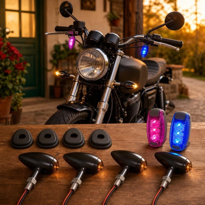 Set za bolju vidljivost motora: 4x distancer + 4x LED žmigavac + 2x LED sigurnosno svjetlo