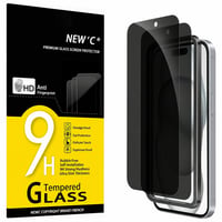 NEW'C zaštitno kaljeno staklo za privatnost za iPhone 16 / iPhone 15 (6,1") - Anti-Spy, 9H otpornost na ogrebotine, crno - 2 kom (nepotpun set, originalno 3) 2