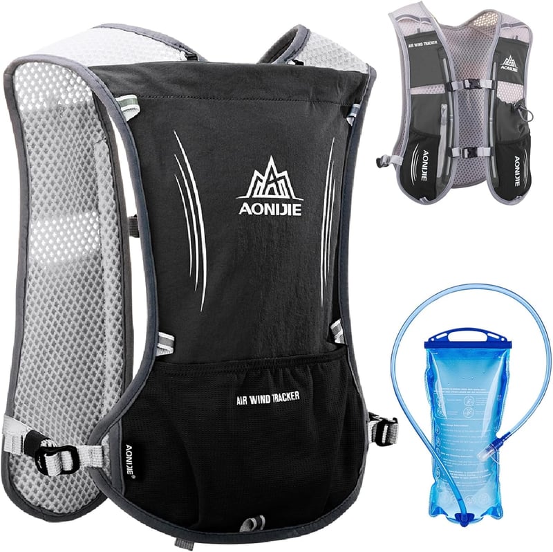Azarxis 5L Ultrakönnyű Futó Hátizsák Ivózsákkal - Fekete (1,5L)