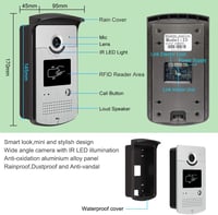 Uoweky RFID videós kaputelefon rendszer, 7" TFT kijelzővel, 1 kamera, 2 monitor + 10 db kék kulcstartó 3