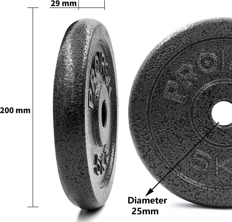 PROIRON öntöttvas súlytárcsák, 25mm átmérő - 1,25/2,5/5/10 kg-os súlyzókhoz
