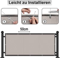 AXT SHADE Erkély Takarófólia, 75x500 cm, Taupe, UV-álló Időjárásálló Poliészter Belátásgátló Háló Erkélykorlátra, Kertbe 6