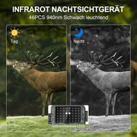 Lutranstra 4K Vadkamera 60MP WiFi Applikációval, Éjjellátó, 0.1mp Indítási Idő, Mozgásérzékelő, Vízálló IP66, 32GB Memóriakártyával, Bluetoo 4