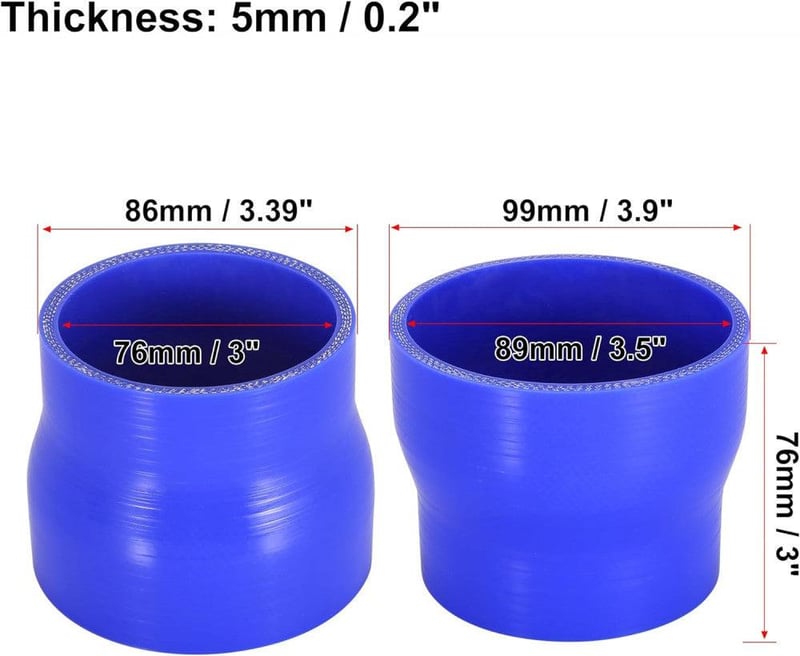 AUTOHAUX Kék Szilikon Hűtőcső 76-89 mm Átmérővel