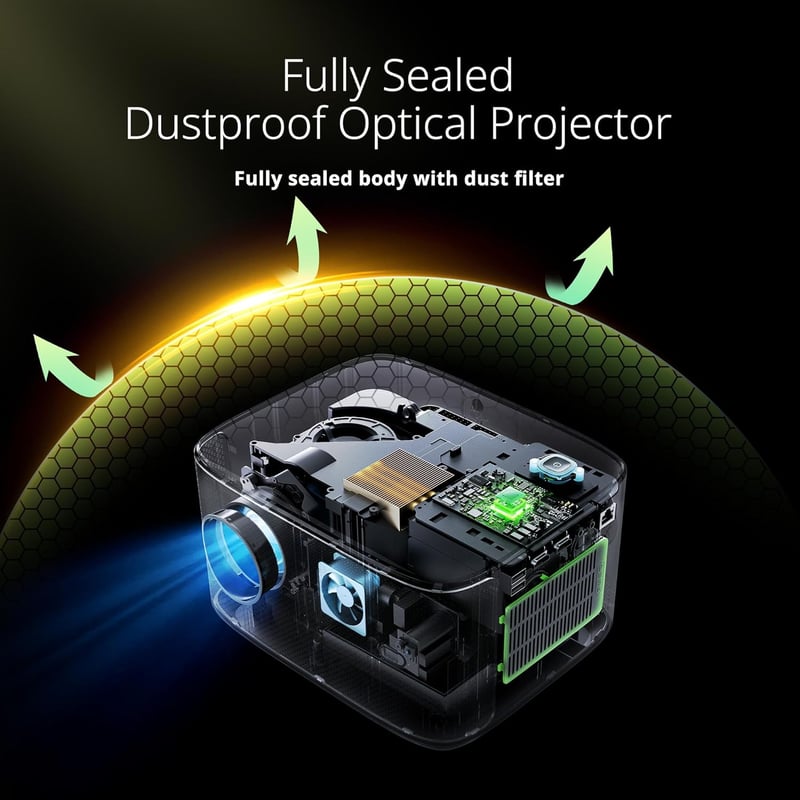 YOTON Y8 4K Projektor 22000 Lumen - WiFi Bluetooth Kétirányú, Automatikus Trapézkorrekció, 50% Zoom, 10000+ Beépített Alkalmazás, Netflix/Yo