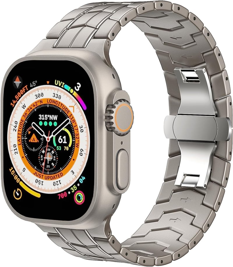 TiMOVO Titán Szíj Apple Watch 49/45/44/42mm - Levehető Férfi Fémcsat